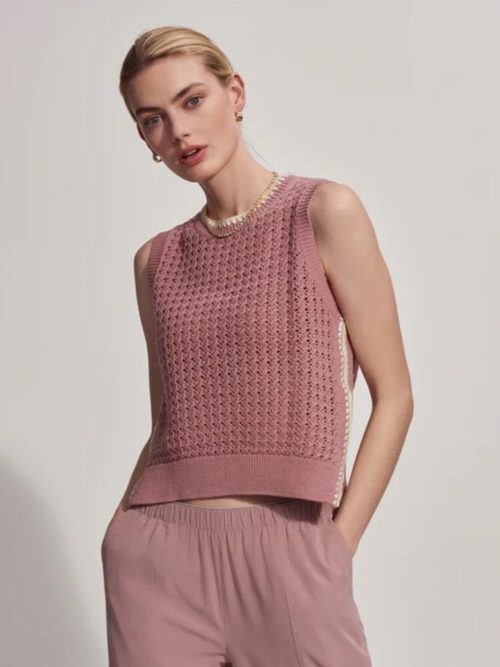 Varley Delaney Knit Vest Woodrose